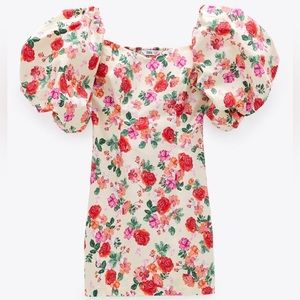 Zara Floral Puff Sleeve Dress